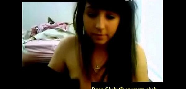  Cute girl with bangs show her sexy as fuck boobs while changing her clothes (new)